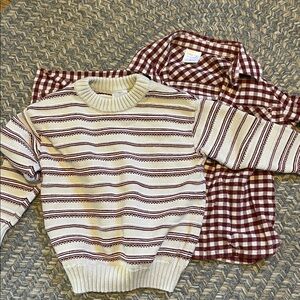Little Co Boys Size 4T sweater and flannel shirt